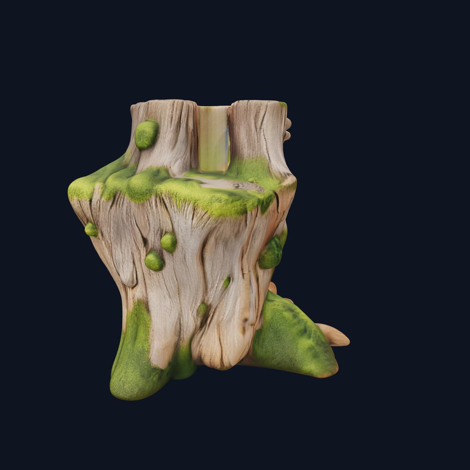 Realistic Mossy Tree Stump Model Pack